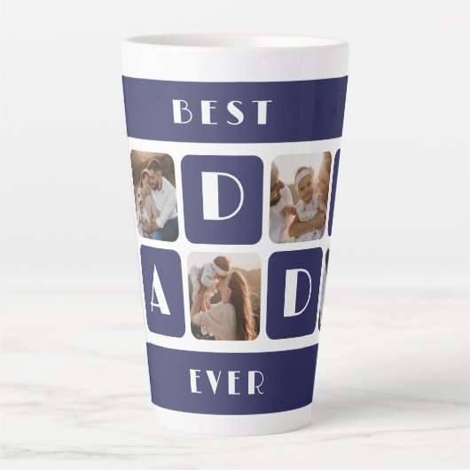Custom Blue Best Daddy je Foto Latte Tasse (Vorderseite)