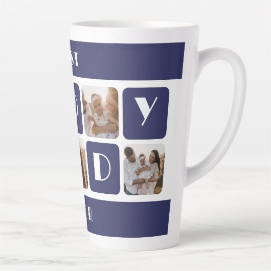 Custom Blue Best Daddy je Foto Latte Tasse (Rechts)