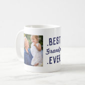 Custom Blue Best Grandpa Ever 2 Photo Mug Kaffeetasse (Vorderseite Links)