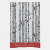 Custom Blue Birch Trees and Red Kardinal Birds Geschirrtuch (Vertikal)