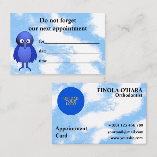 Custom Blue Bird Terminkarte (Vorne/Hinten)