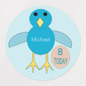 Custom Blue Birthday Boy Chick Etiketten (Design 2)