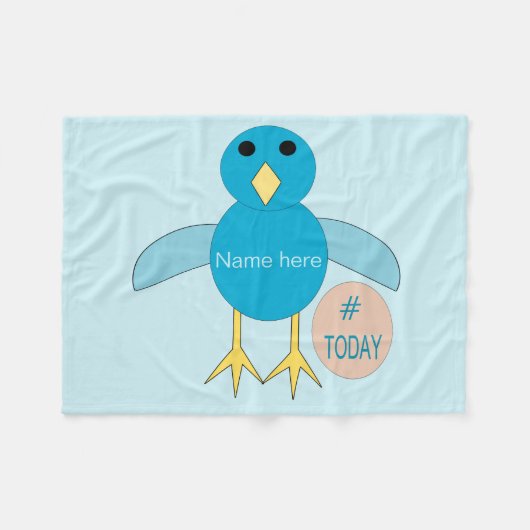Custom Blue Birthday Boy Chick Fleece Blanket (Vorderseite (Horizontal))
