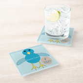 Custom Blue Birthday Boy Chick Glass Untersetzer (Schrägansicht)