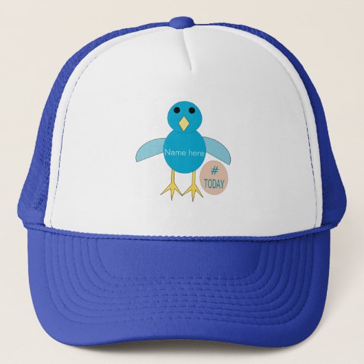 Custom Blue Birthday Boy Chick Hat Truckerkappe (Vorderseite)