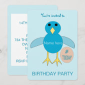 Custom Blue Birthday Boy Chick Party Einladung (Vorne/Hinten)