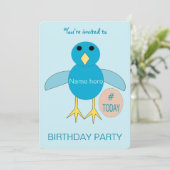 Custom Blue Birthday Boy Chick Party Einladung (Stehend Vorderseite)