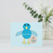 Custom Blue Birthday Boy Chick Postcard Postkarte (Stehend Vorderseite)