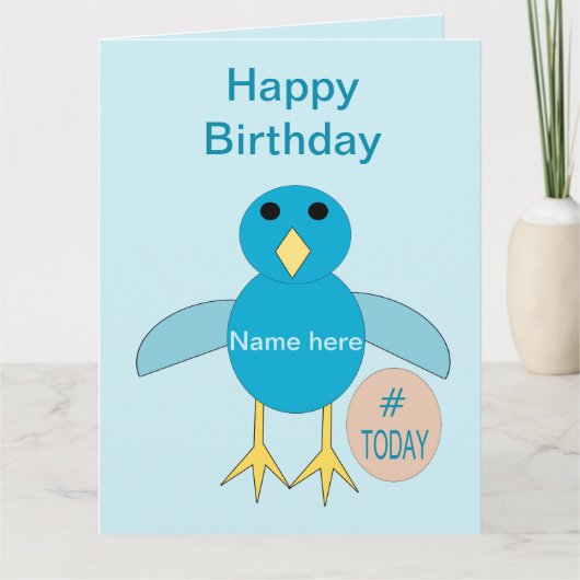 Custom Blue Birthday Boy Chick Riese Card Karte (Vorderseite)