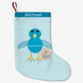 Custom Blue Birthday Boy Chick Strumpf Kleiner Weihnachtsstrumpf (Vorderseite)