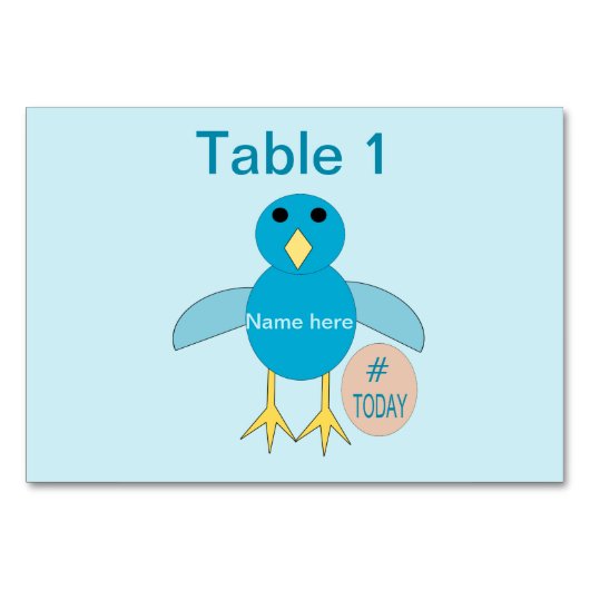 Custom Blue Birthday Boy Chick Tablecard Tischnummer (Vorderseite)