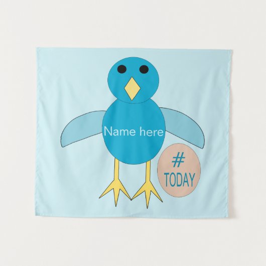 Custom Blue Birthday Boy Chick Tapestry Wandteppich (Vorderseite (Horizontal))