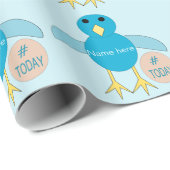 Custom Blue Birthday Boy Chick Wrapping Paper Geschenkpapier (Rolleneckpunkt)