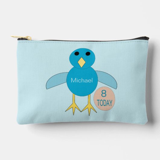Custom Blue Birthday Boy Chick Zubehörtasche (Vorderseite)