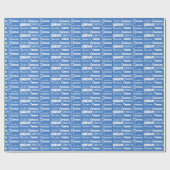 Custom Blue Birthday Boys Name Collage Geschenkpapier (Flach)