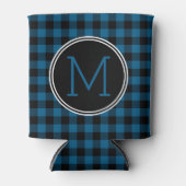 Custom Blue Black Buffalo Karo Kariertes Muster Dosenkühler (Vorderseite)