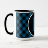 Custom Blue Black Buffalo Karo Kariertes Muster Tasse (Links)