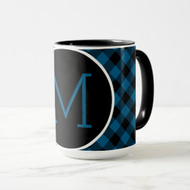 Custom Blue Black Buffalo Karo Kariertes Muster Tasse