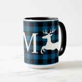 Custom Blue Black Buffalo Lumberjack Karo Kariert Tasse (VorderseiteRechts)