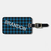 Custom Blue Black Buffalo Lumberjack Muster Gepäckanhänger (Vorderseite horizontal)