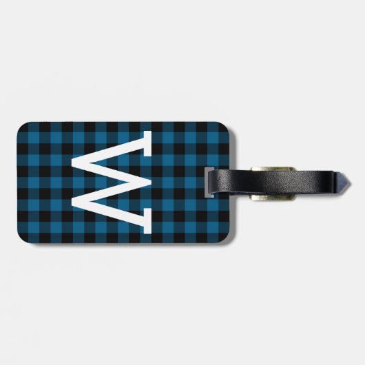 Custom Blue Black Buffalo Lumberjack Muster Gepäckanhänger (Rückseite horizontal)