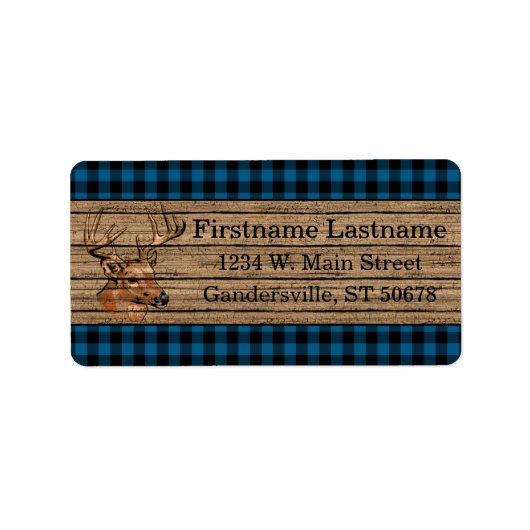 Custom Blue Black Country Check Tartan Pattern Adressaufkleber (Vorne)
