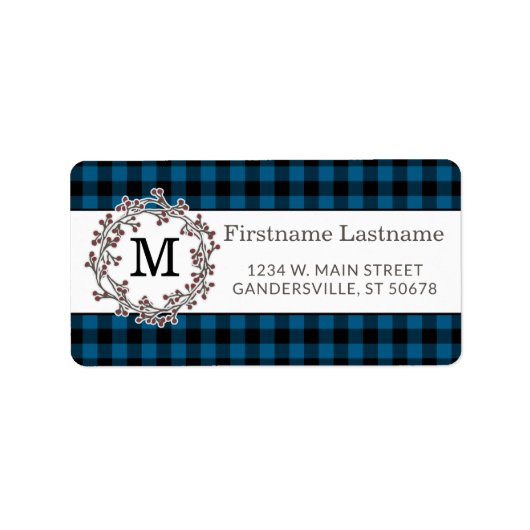 Custom Blue Black Country Karo Rücksendeadresse Adressaufkleber (Vorne)