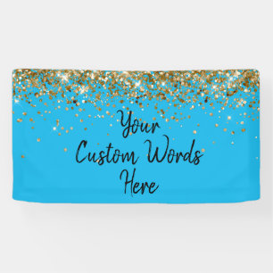 Custom Blue Black Gold Geburtstagsparty Foto Stand Banner