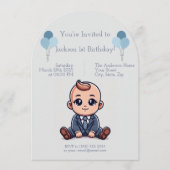 Custom Blue Boss Baby Einladung zum Geburtstag (Vorderseite)