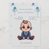 Custom Blue Boss Baby Einladung zum Geburtstag (Vorne/Hinten)