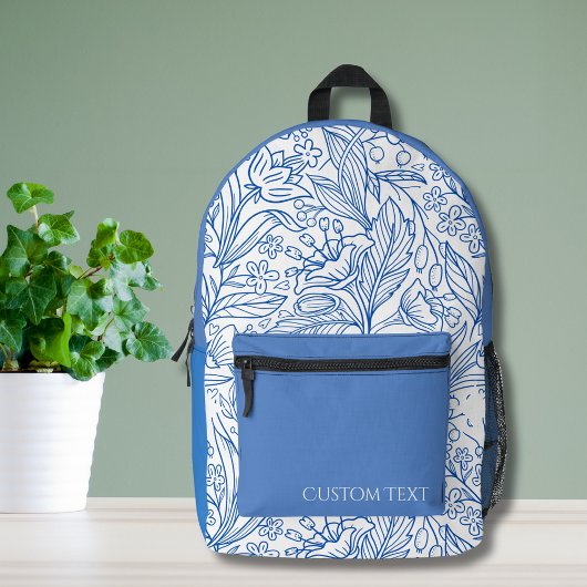 Custom Blue Botanical Bedruckter Rucksack