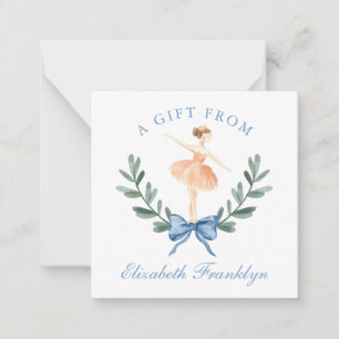 Custom Blue Bow Ballerina Girl Geschenkverpackung Mitteilungskarte