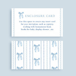 Custom Blue Bow Boy Baby Dusche Begleitkarte