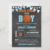 Custom Blue Boy Basketball Baby Shower Einladungen (Vorderseite)