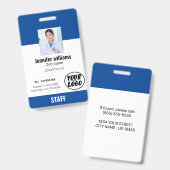 Custom Blue Business Logo Mitarbeiter Foto ID Abze Ausweis (Vorder- & Rückseite)