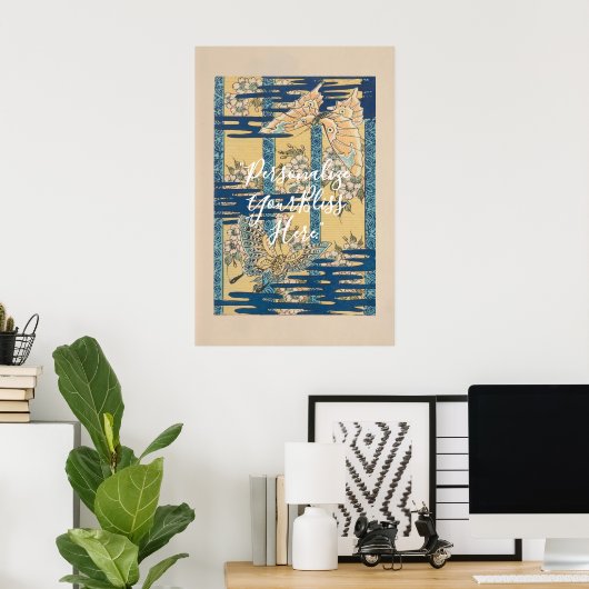 CUSTOM Blue Butterfly & Cloud Pattern Art Poster (Heimbüro)