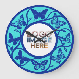 Custom Blue Butterfly Pattern Wall Clock Runde Wanduhr