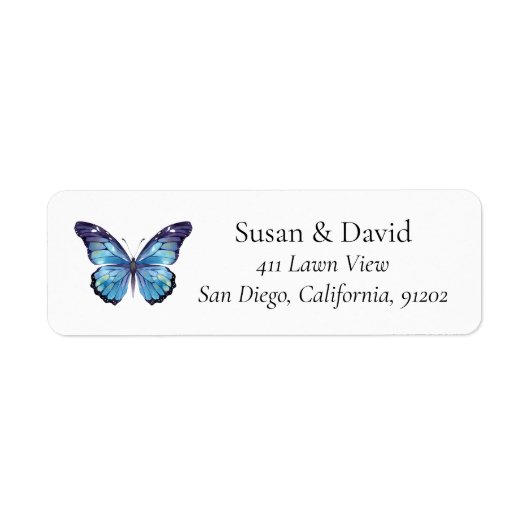 Custom Blue Butterfly Rücksendeadresse (Vorne)