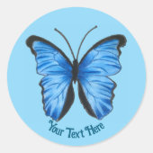 Custom Blue Butterfly Runder Aufkleber (Vorderseite)