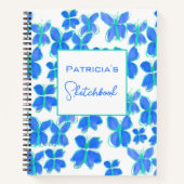 Custom Blue Butterfly Sketchbook Notizblock (Vorderseite)