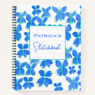 Custom Blue Butterfly Sketchbook Notizblock