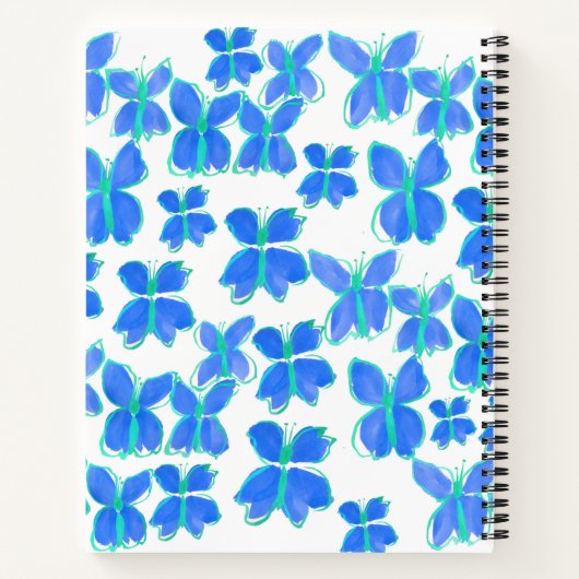 Custom Blue Butterfly Sketchbook Notizblock (Rückseite)