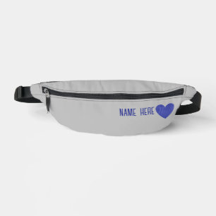 Custom Blue Checkered Pattern Herzname Grau Bauchtasche