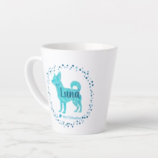 Custom Blue Chihuahua Mug Photo Personalized Milchtasse (Linke Ecke)