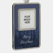 Custom Blue Christmas Ornament Rahmen-Ornament Silber (Rechts)