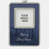 Custom Blue Christmas Ornament Rahmen-Ornament Silber (Vorderseite)