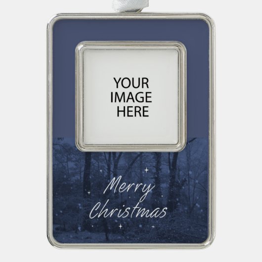 Custom Blue Christmas Ornament Rahmen-Ornament Silber (Vorderseite)
