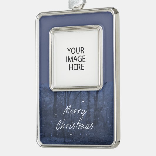 Custom Blue Christmas Ornament Rahmen-Ornament Silber (Links)