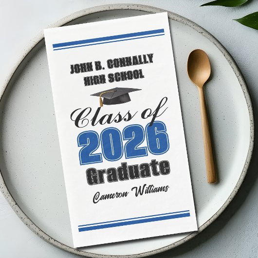 Custom Blue Class of 2026 Graduation Party Serviette