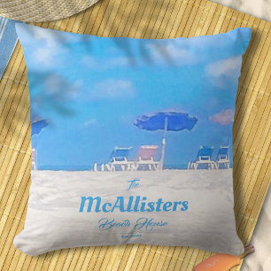 Custom Blue Coastal Beach House Kissen